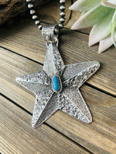 Load image into Gallery viewer, Navajo Turquoise &amp; Sterling Silver Tufa Cast Star Pendant