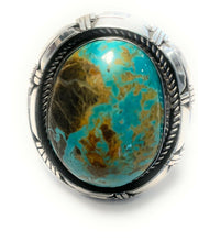 Load image into Gallery viewer, Navajo Sterling Silver Turquoise Shadow Box Ring Sz 8.5