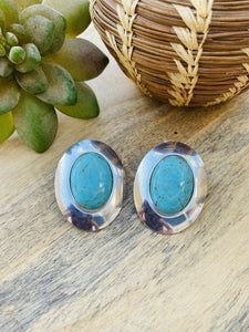Vintage Navajo Turquoise & Sterling Silver Post Earrings