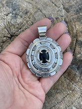 Load image into Gallery viewer, Navajo Sterling Silver Black Onyx Elegant Pendant Signed TSF E. KEE