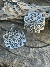 Load image into Gallery viewer, Navajo Sterling Silver Hand Stamped Cross Dangle Earrings Signed L. Tahe