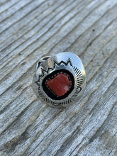 Load image into Gallery viewer, Navajo Sterling Silver Natural Red Coral Shadow Box Ring Sz 8
