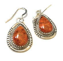 Load image into Gallery viewer, Navajo Sterling Silver Southwest Apple Coral Teardrop Earrings Signed G. Boyd