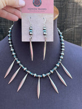 Load image into Gallery viewer, Navajo Turquoise Sterling Silver Pearl Necklace And Dangle Earring Set