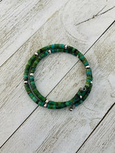 Load image into Gallery viewer, Navajo Turquoise &amp; Sterling Silver Beaded Wrap Bracelet