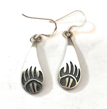 Load image into Gallery viewer, Hopi Sterling Silver Bear Paw Dangle Earrings