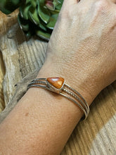 Load image into Gallery viewer, Navajo Triangle Orange Spiny Sterling Silver Bracelet Rope Style Cuff