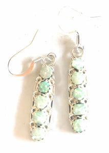 Navajo Iridescent Opal And Sterling Silver 5 Stone Dangle Earrings