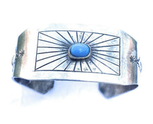Load image into Gallery viewer, Vintage Navajo Turquoise &amp; Sterling Silver Cuff Bracelet Signed