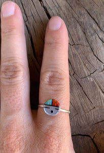 Zuni Sun face Multi Stone Inlay Opal Ring