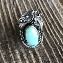 Load image into Gallery viewer, Navajo Royston Turquoise &amp; Sterling Silver Ring Size 5. By Artist R. H