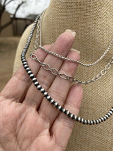 Load image into Gallery viewer, Navajo 3 Strand Sterling Silver Navajo Pearl &amp; Chain  Necklace 16-20 Inches