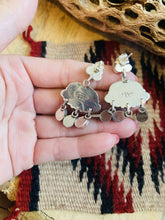 Load image into Gallery viewer, Navajo Turquoise &amp; Sterling Silver Cluster Dangle Earrings Signed