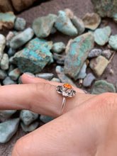 Load image into Gallery viewer, Zuni Sterling Silver &amp; Orange Opal Flower Ring