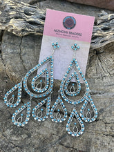 Load image into Gallery viewer, Zuni Sterling Silver &amp; Snake Eye Chandelier Turquoise Dangle Earrings