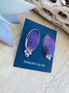 Navajo Sterling Silver & Purple Spiny Post Earrings