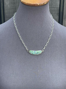 Navajo Sterling Silver & Opal Inlay Sleek Pendant Necklace