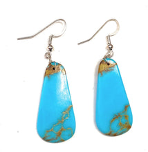 Load image into Gallery viewer, Navajo Sterling Silver &amp; Turquoise Slab Dangle Earrings