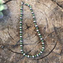Load image into Gallery viewer, Navajo Sterling Silver Beads With Green Turquoise Accent Stones Necklace