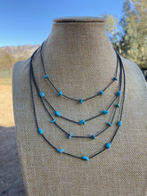 Load image into Gallery viewer, Handmade Sleeping Beauty 5 Stone Turquoise and Sterling Silver Necklace 14-20 inches