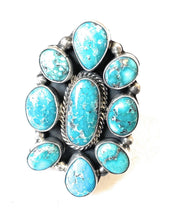 Load image into Gallery viewer, Navajo Royston Turquoise &amp; Sterling Silver Adjustable Ring Signed