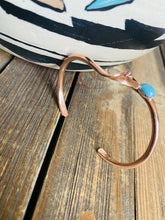 Load image into Gallery viewer, Navajo Turquoise &amp; Copper Over Sterling Twisted Cuff Bracelet