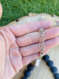 Navajo Lava Rock & Sterling Beaded Necklace