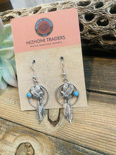 Load image into Gallery viewer, Vintage Old Pawn Navajo Turquoise &amp; Sterling Silver Eagle Dangle Earrings