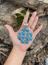Load image into Gallery viewer, Navajo Mountain Blue Turquoise &amp; Sterling Silver Southwest Cross Pendant Signed