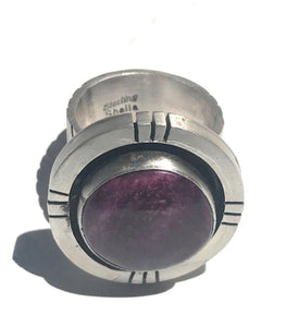 Navajo Purple Spiny Oyster & Sterling Silver Ring Size 5.5 Signed & Stamped