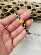 Load image into Gallery viewer, Navajo Sterling Cuff &amp; Orange Spiny Twisted Cuff Bracelet