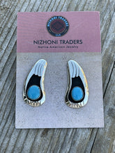 Load image into Gallery viewer, Navajo Turquoise And Sterling Silver Shadow Box Post Earrings