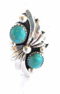 Navajo Turquoise  Sterling Silver Ring By J. Emerson Size 4.5.