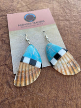 Load image into Gallery viewer, Santo Domingo Conch Shell &amp; Multi Stone Dangle Earrings