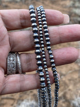 Load image into Gallery viewer, 3 Strand Sterling Silver Navajo Pearl Style Beaded  Necklace 18 inches