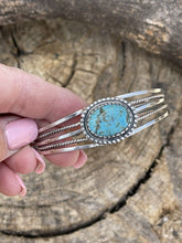 Load image into Gallery viewer, Sterling Silver Kingman Turquoise Stacker Cuff Bracelet