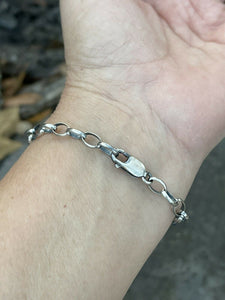 *AUTHENTIC* Navajo White Buffalo T. Skeets Stone & Sterling Silver Link Bracelet Signed (Copy)