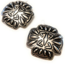 Load image into Gallery viewer, Navajo Sterling Silver Hand Stamped Cross Dangle Earrings Signed L. Tahe