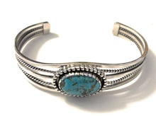 Load image into Gallery viewer, Sterling Silver Kingman Turquoise Stacker Cuff Bracelet