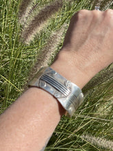 Load image into Gallery viewer, Vintage Navajo Sterling Silver Sleek Lined Bracelet Cuff Signed