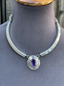 Navajo Vintage Amethyst & Sterling Silver Necklace and Earrings Set