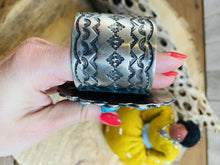 Load image into Gallery viewer, Navajo Turquoise, Orange Spiny &amp; Sterling Silver Cuff Bracelet Signed