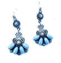 Load image into Gallery viewer, M &amp; R Calladitto Navajo Turquoise Sterling Silver Dangle Earrings
