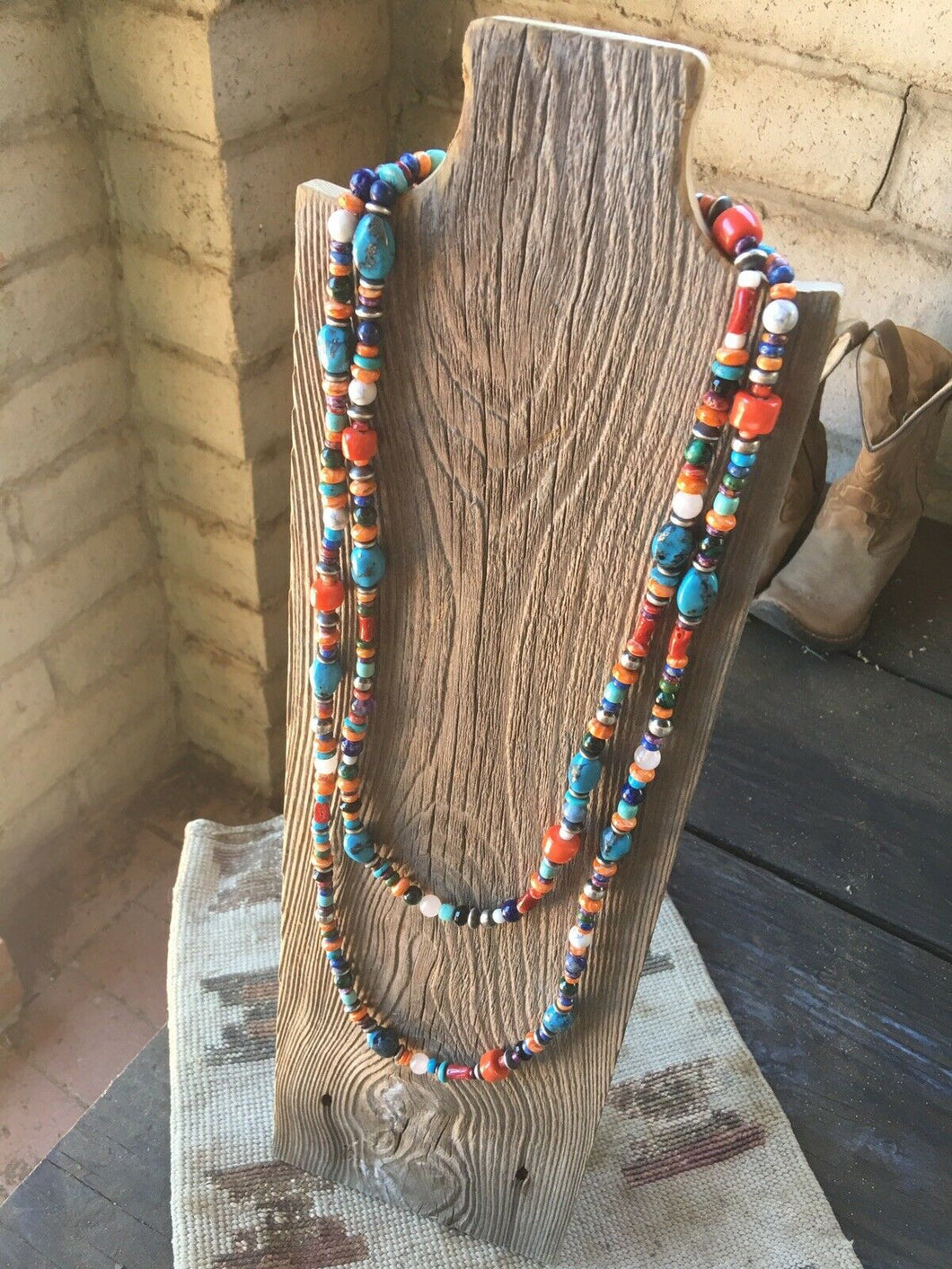 Santo Domingo Multi Stone And Sterling Silver Beaded Necklace