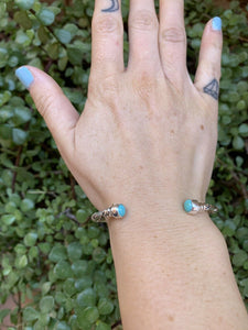 Navajo Turquoise & Sterling Silver Braided Cuff Bracelet