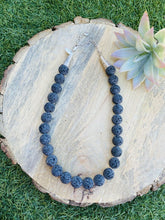 Load image into Gallery viewer, Navajo Lava Rock &amp; Sterling Beaded Necklace