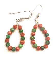 Load image into Gallery viewer, Navajo Turquoise, Coral And Sterling Silver Beaded Dangle Earrings