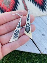 Load image into Gallery viewer, Navajo Sterling Silver Hand Stamped Dangle Earrings Signed