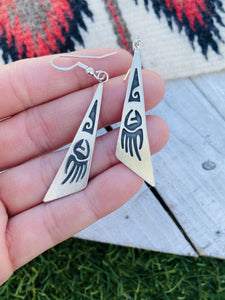 Navajo Sterling Silver Hand Stamped Dangle Earrings Signed