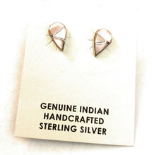 Load image into Gallery viewer, Zuni Sterling Silver &amp; Mother Of Pearl Inlay Tear Drop Pink Stud Earrings